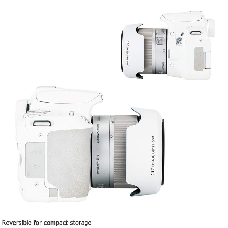 18-55mm Lens Hood Shade for Canon EF-S 18-55mm f/3.5-5.6 is STM & EF-S 18-55mm f/4-5.6 is STM Lens Replaces Canon EW-63C Hood for T8i T7i T6i T5i SL3 SL2 SL1 90D 80D 77D 70D Reversible Design -White White