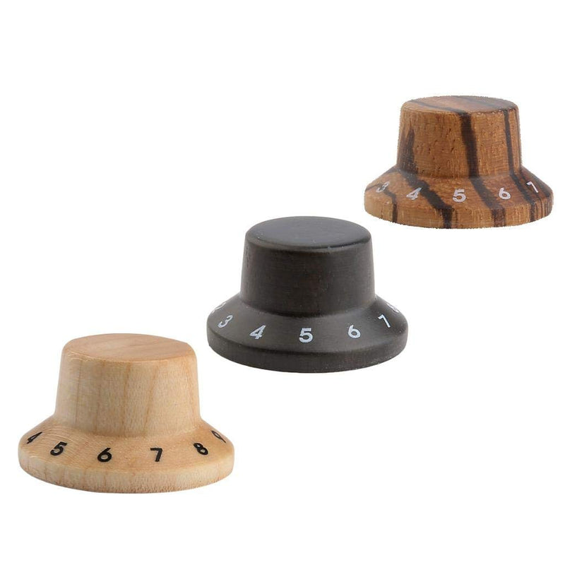 KAISH 2-Pack Wood Knobs LP/Strat Style Bell Knobs Guitar Bass Wood Top Hat Knob with Numbers 1-10 Maple Wood Pack of 2
