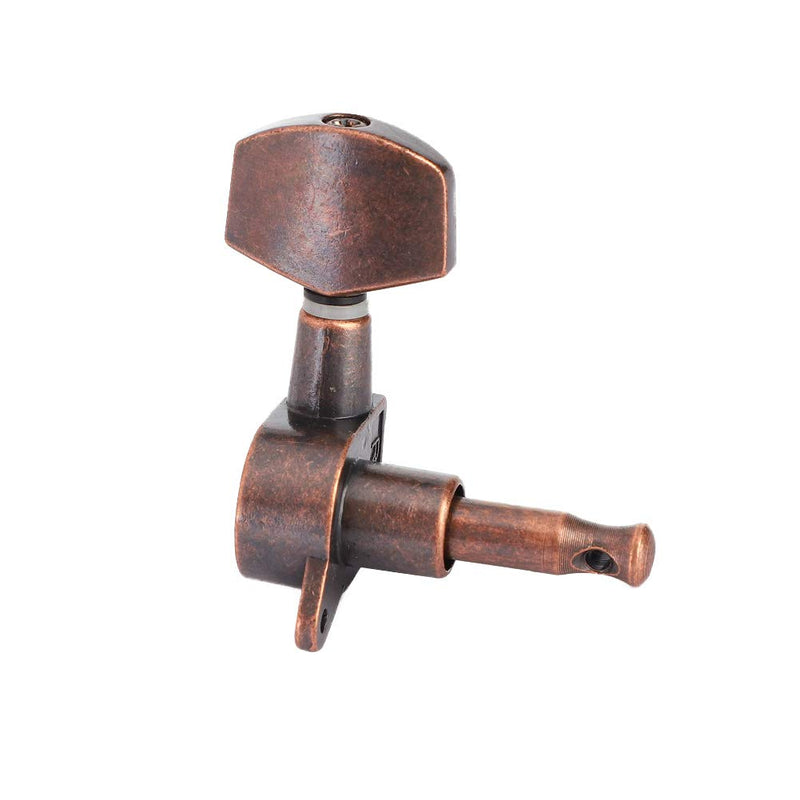 Guitar Tuning Peg, 3L3R 6 Pieces Copper Distressed Guitar String Tuner Machine Heads Knobs Locking Tuning Keys for Acoustic Electric Guitar