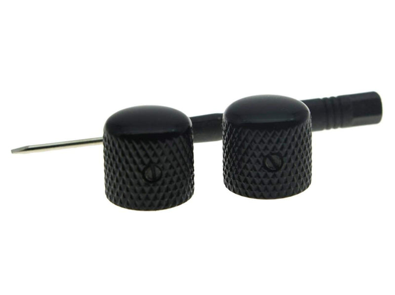 KAISH Set of 2 Quality Black Metal Tele Telecaster Guitar Dome Knobs Bass Knob with Set Screw