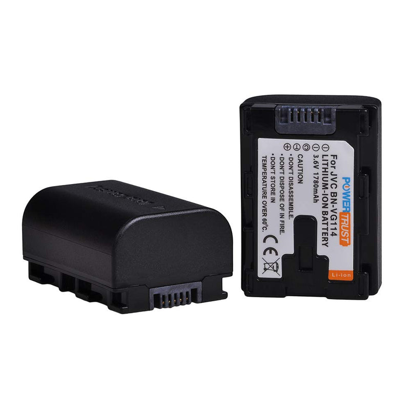 [AUSTRALIA] - PowerTrust 2-Pack BN-VG114 Battery + Fast Charger Kits for JVC BN-VG107 BN-VG107U BN-VG108U BN-VG108E BN-VG114U BN-VG121U BN-VG138U BN-VG138 Camcorder Batteries 