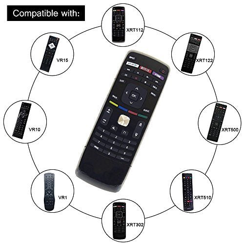 Nettech Universal TV Remote XRT-112 for Almost All Vizio LED LCD Smart TV E Series TV Smart Internet Apps with Amazon, Netflix & M-GO Keys with Learning Function