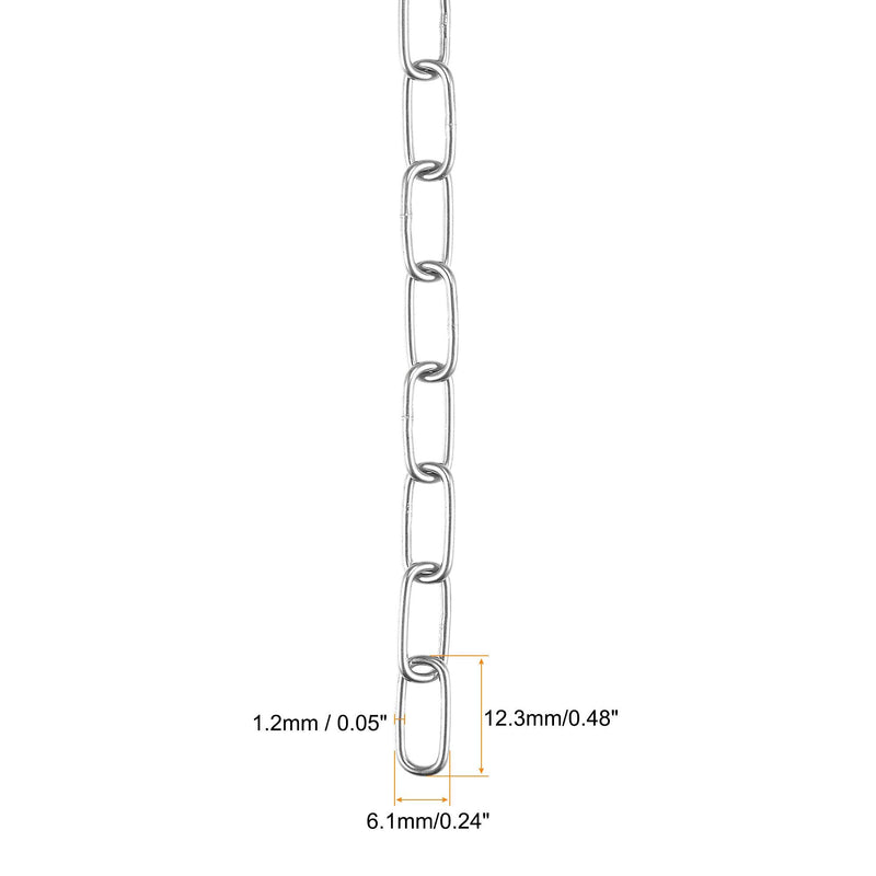 uxcell Proof Coil Chain 6 Meter 1.2mm Thick 17Lbs Load Capacity, Zinc Plated 304 Stainless Steel for Clothes Hanging Guardrail