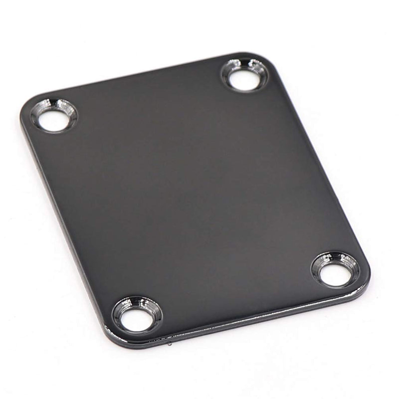 DISENS Bass Guitar Neck Plate with Mounting Screws,Replacement Metal Neckplate 4 Holes Neck Joint Board for Electric Guitar (black) black