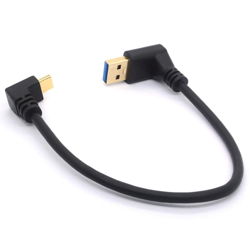 25CM USB Type C Extension Cord Gold Plated USB 3.0 Male to 90 Degree Up Down Angle Type C Cable Data USB C Data Sync & Charge Converter Adapter Cable (TypeC 90° Positive to USB 3.0 Up) TypeC 90° Positive to USB 3.0 Up