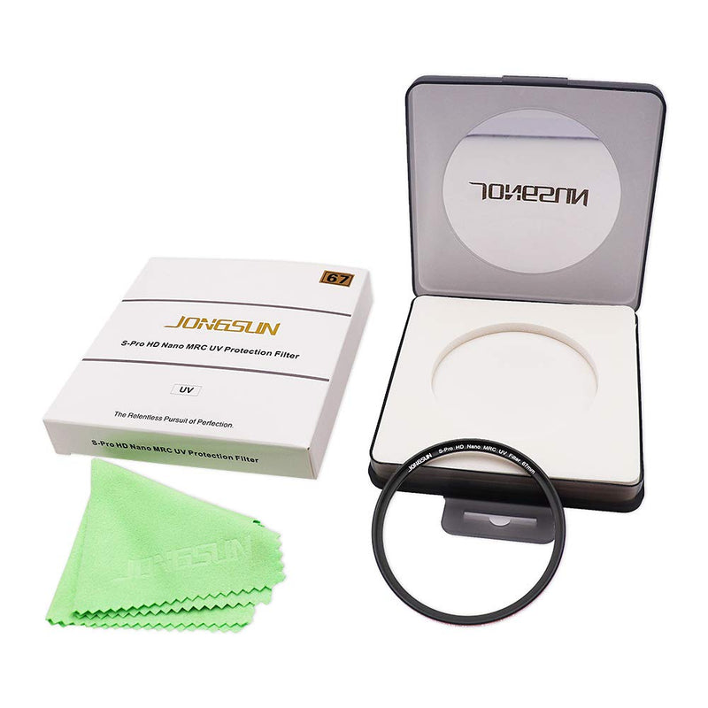 JONGSUN 67mm UV Filter, S-Pro HD Nano MRC16 Camera Ultraviolet Protection Filter, 16 Layers Multicoated, Schott B270, Ultra-Slim, Lens Cloth Kit