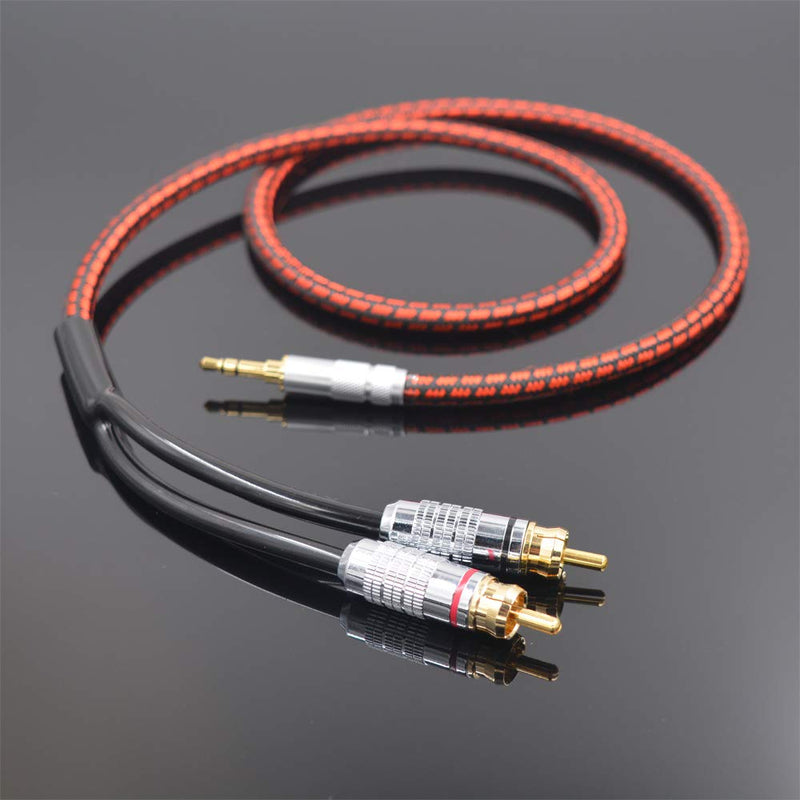 Primeda Audiophile Audio Cable Stereo 3.5mm Male to 2 RCA Male Red for Smartphone, MP3,CD, Tablets, Speakers,Home Theater,HDTV (Straight 3.5mm (3 Feet)) Straight 3.5mm (3 Feet)
