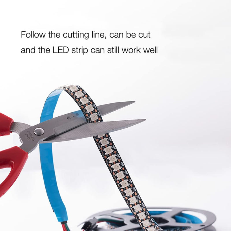 [AUSTRALIA] - KWMSTPLT WS2812B led Strip Individually Addressable Light Programmable Dream Color SMD 5050 RGB Pixel Flexible Strip Rope Light DC5V (3.2FT 144LEDS Non-Waterproof, Black PCB) 3.2FT 144LEDS Non-Waterproof 