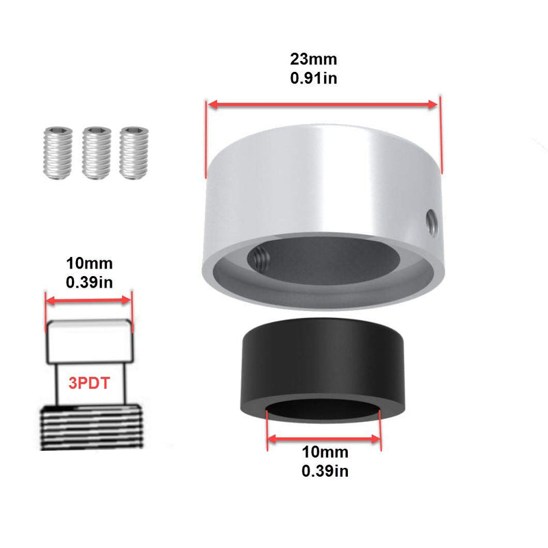 SOLUTEK Φ23mm Guitar Pedal Footswitch Topper with Rubber Insert for use on common 3/8"10mm switches 6pcs Red