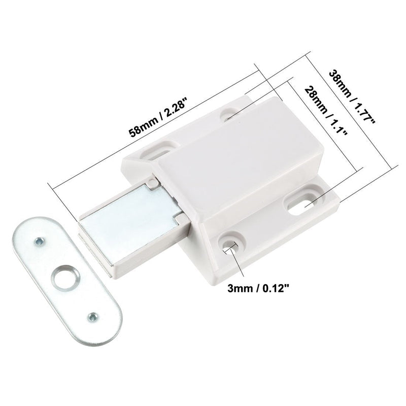 uxcell 8-10mm Glass Door Magnetic Touch Catch Latch Closure Plastic White with Clamp 2 Set