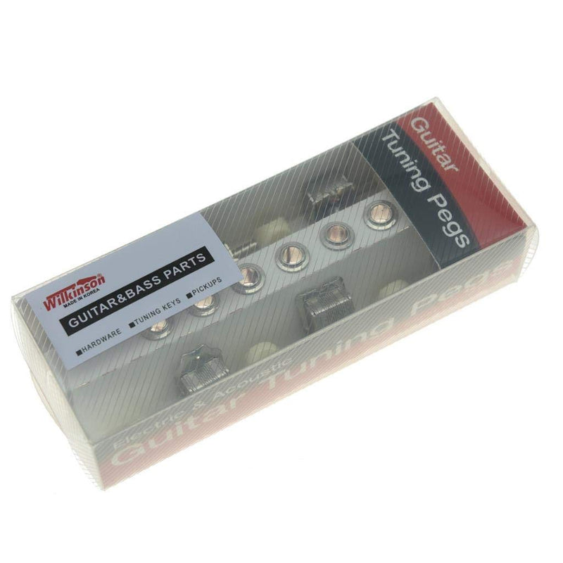 [AUSTRALIA] - Wilkinson Deluxe 6 Inline Vintage Guitar Tuners with Split Post Guitar Tuning Keys Peg Machine Heads For Strat/Tele Guitars Nickel with Ivory Buttons 