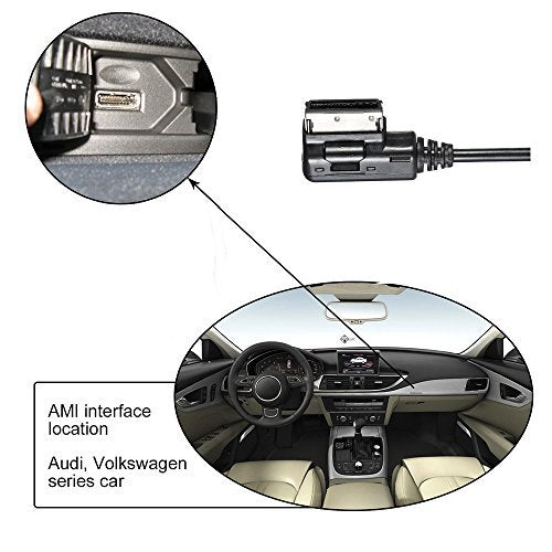 TurnRaise Portable Music Interface AMI MMI AUX Adapter Cable 3.5mm Jack Aux-in MP3 Cable for Audi A3/A4/A5/A6/A8/Q5/Q7/R8/TT,VW Jetta GTI GLI Jetta Passat CC Tiguan Touareg EOS Golf Mk 6 - 2M