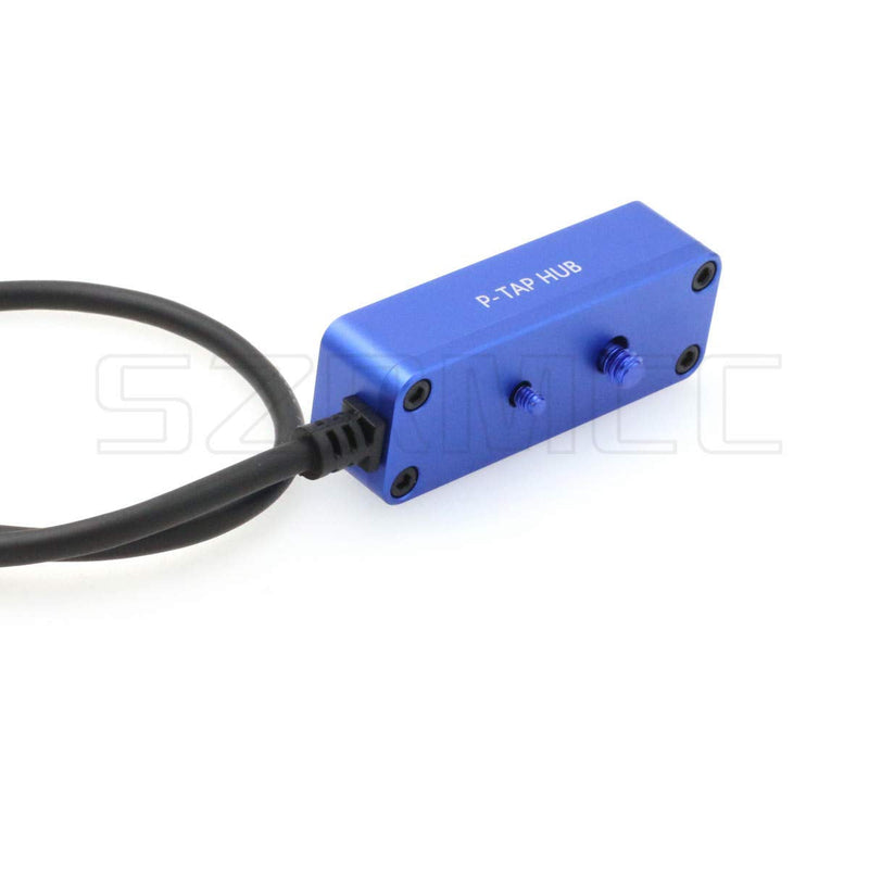 SZRMCC D-tap Male to 3 Port P-tap Hub Metal Splitter Power Cable with Screw Holes for ARRI RED Cameras accesories (Blue) Blue