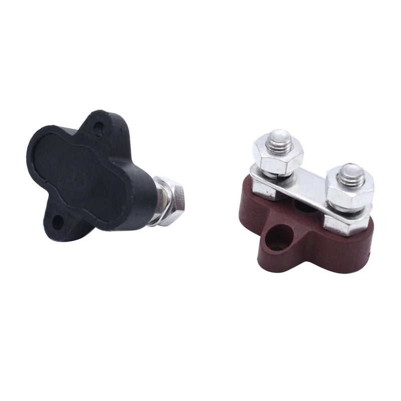 1 Black 1 Red 48V DC Max M8 Dual Terminal Stud Battery Power Distribution Terminal Block Stud Junction Post Universal for Auto Marine Car Trailer RV Boat