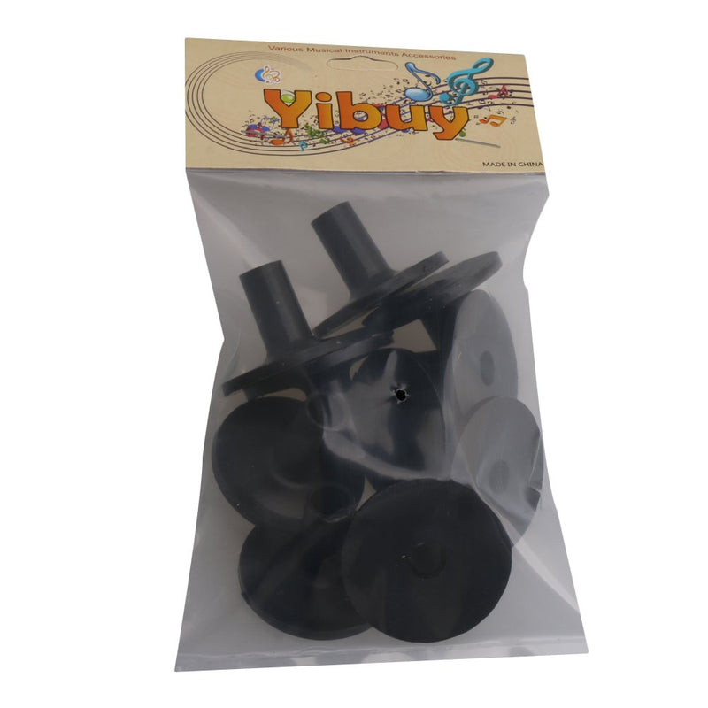 Yibuy 4.2x3.8cm Black Plastic Long Flanged Cymbal Sleeves for Drum Set Pack of 10