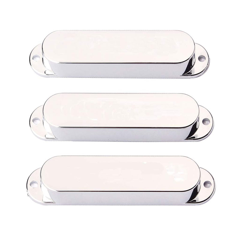 Alnicov 82mm Pickup Covers Plastic Closed Shell Electric Guitar Single Coil Pickup Covers Pack of 3（Chrome）