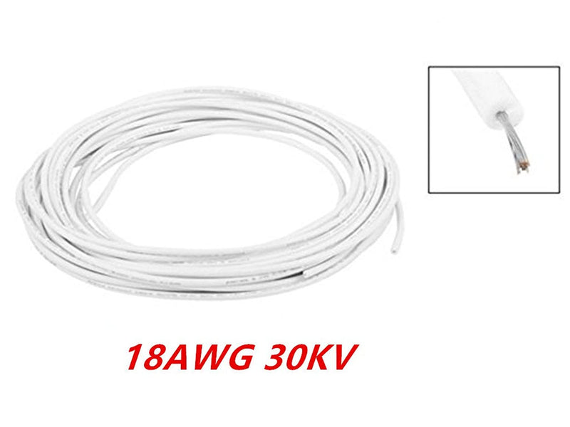 XJS Electric Copper Core Flexible Silicone Wire Cable White 10M 32.8Ft (18AWG 30KV) 18AWG 30KV