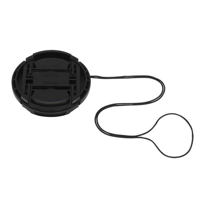 Haoge 58mm Center Pinch Snap On Front Lens Cap Cover with Cap Keeper for Canon Nikon Sony Fujifilm Sigma Tamron and Other 58mm Filter Thread Lens