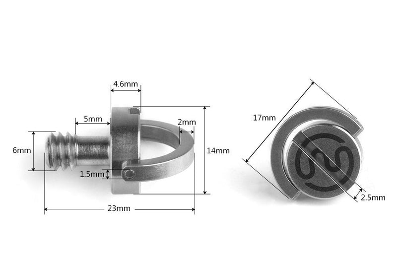 5 X QRS-01 Sunwayfoto SS 1/4" D-Ring Screw Ideal for QR Plate Stainless Steel