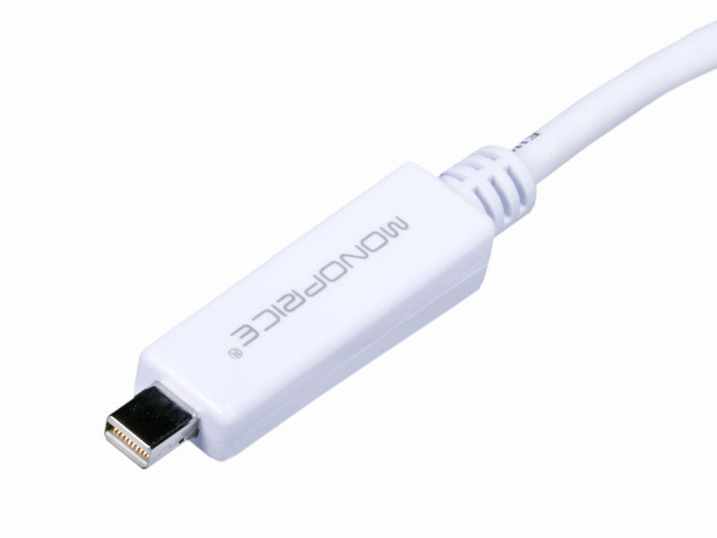 Monoprice 105998 3ft Gold Plated 32AWG Mini DisplayPort to DVI Cable - White 3 Feet