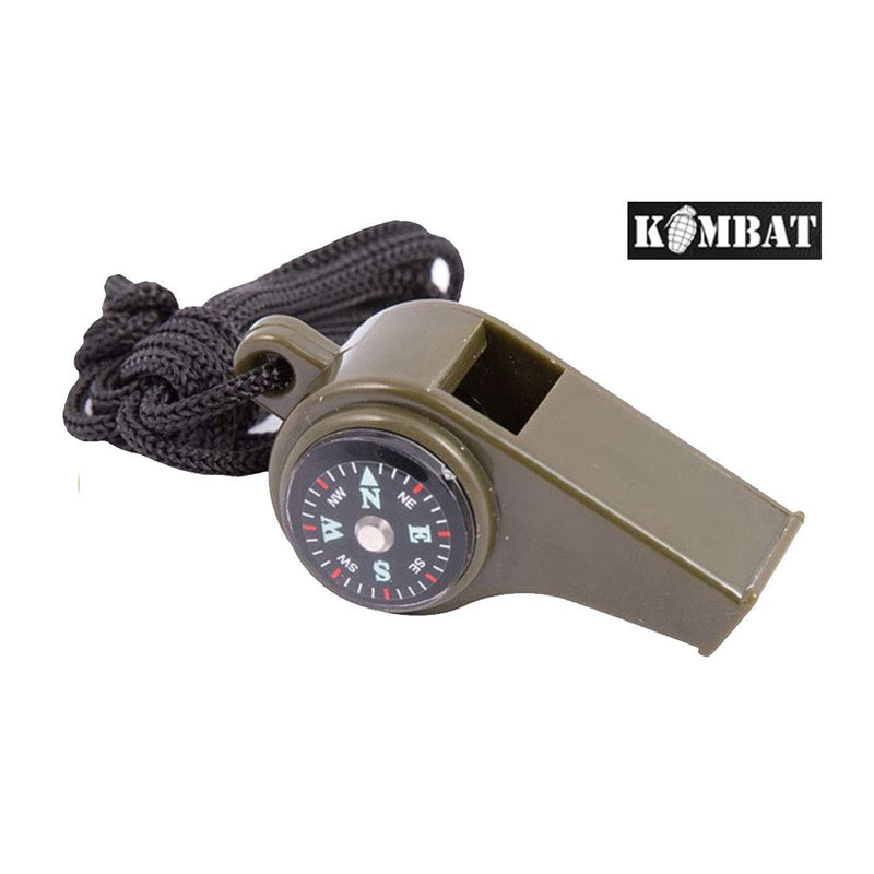 Kombat Tactical Army 3 in 1 Whistle Compass Thermometer Emergency Survival Camping Hiking