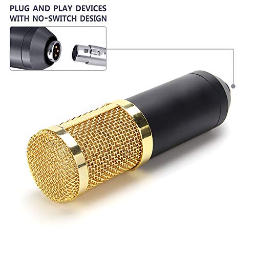 [AUSTRALIA] - Yumingchuang Studio Microphone Singing Professional Singing Microphone BM800 Music Sound Recording Microphone for Computer Black,with 2PCS Sponge Sleeve 