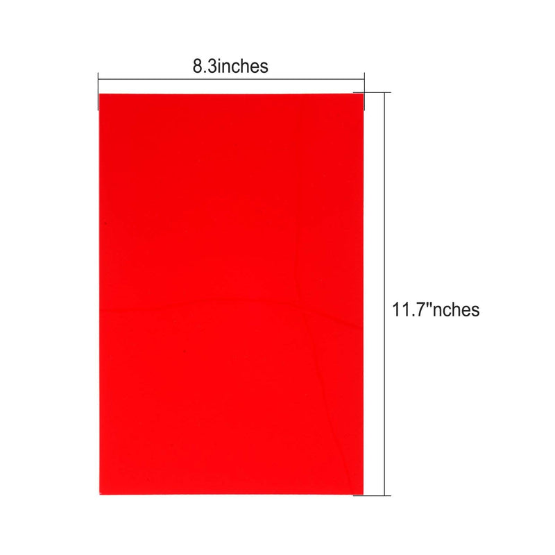 10 Pack Gel Filter Transparency Color Film Plastic Sheets Colored Overlays Correction Gels Light Filter Flash Lighting Holiday Decorations,11.7 by 8.3 Inches (Red) Red