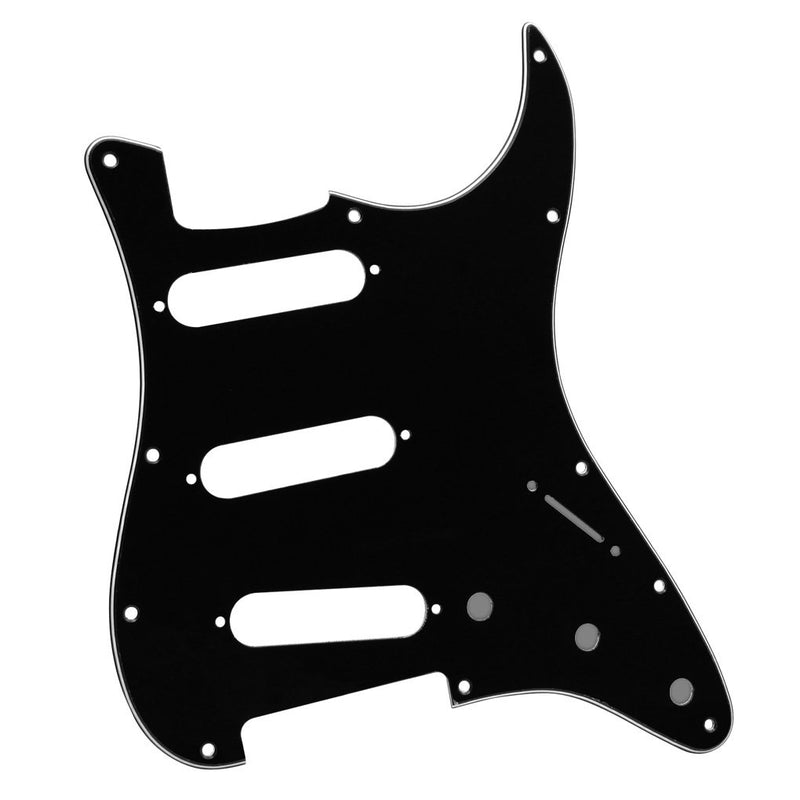 IKN 11 Hole Stratocaster Pickguard SSS Guitar Pick Guard Back Plate with Screws for Fender Standard Strat Guitar Replacement, 3Ply Black