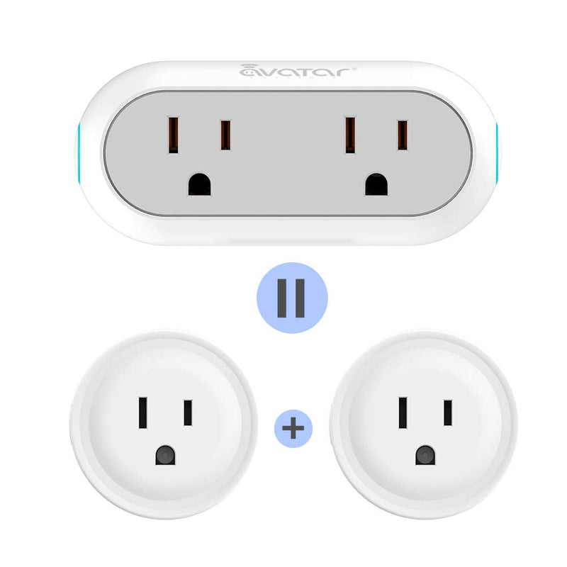 Energy Monitor Smart Plugs That Work with Alexa Google Home Siri - Wireless 2.4G WIFI Outlet w/ Smart Life Tuya Avatar Controls IFTTT - 10A Mini Dual Socket Enchufe Inteligente with Timer - 2 Pack