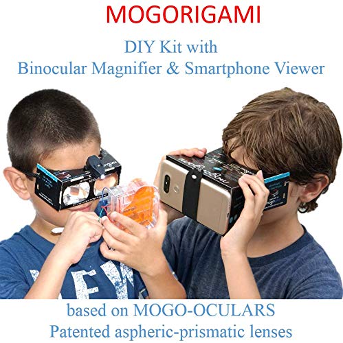 MOGORIGAMI Optical Origami kit (LED is not Included) Unique Prismatic Lenses, Binocular Magnifier, 2D Smartphone viewer, 3D Spatial Thinking, fine motoric Skills, Augmented Reality (not VR)