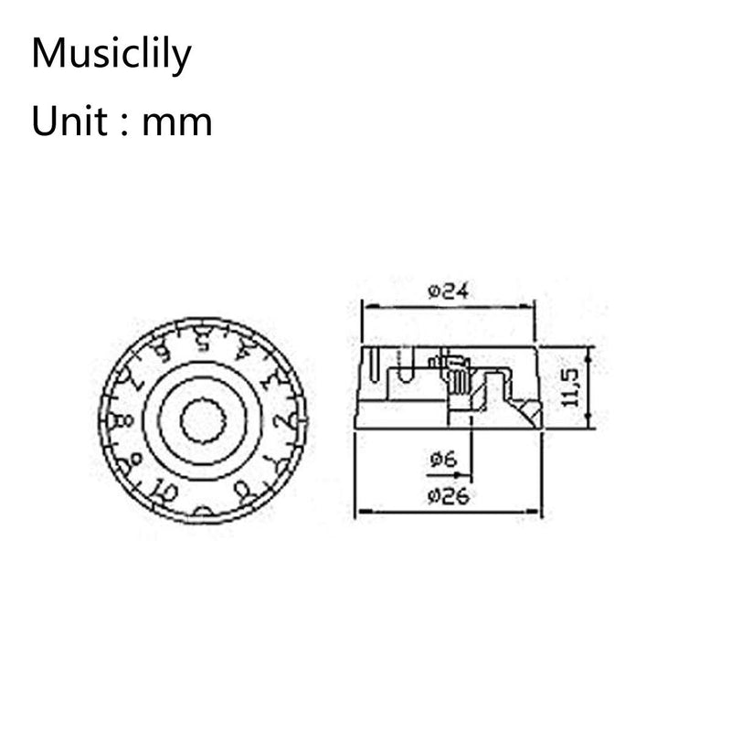 Musiclily Pro Imperial Inch Size Knurled Control Speed Knobs for USA Made Les Paul Style Electric Guitar, Gold (Set of 4)