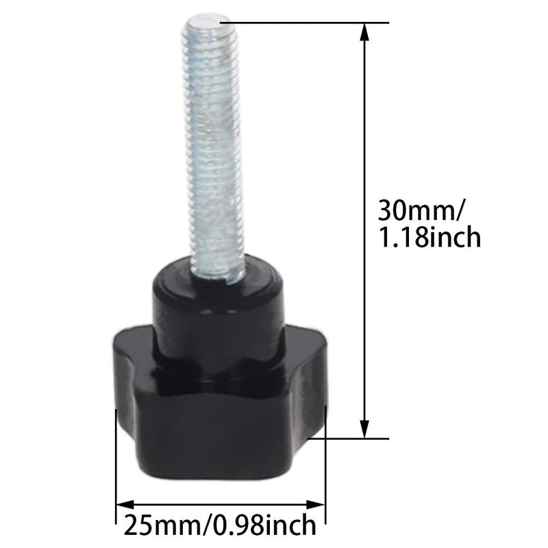 Othmro Black 6mm(M6) x 25mm Thread Replacement Star Hand Knob Tightening Screws 5Pcs