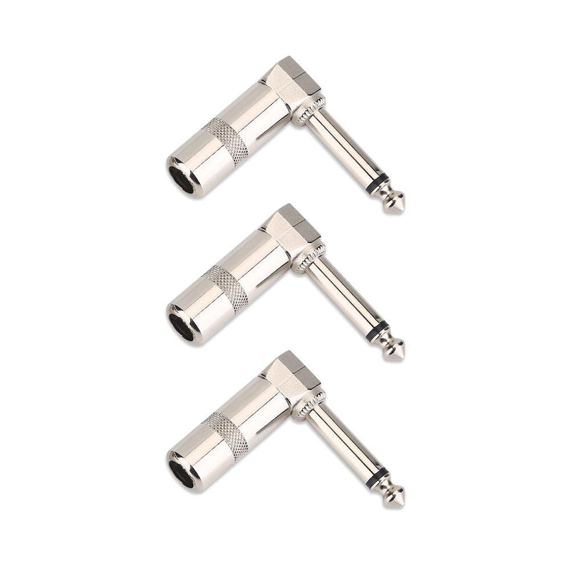 Dilwe 3Pcs Guitar Cable Plug, 6.3mm 1/4inch L Type Instrument Audio Microphone Cable Connector Right Angle Plug Jack