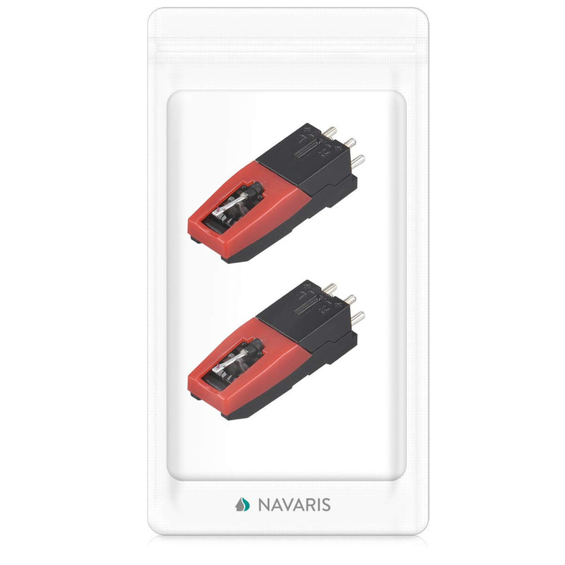 Navaris Record Player Needle Replacement - Universal Turntable Stylus Cartridge for Crosley, Ion, Jensen, Pyle, Philips, Auna, Zenith - Pack of 2 x2