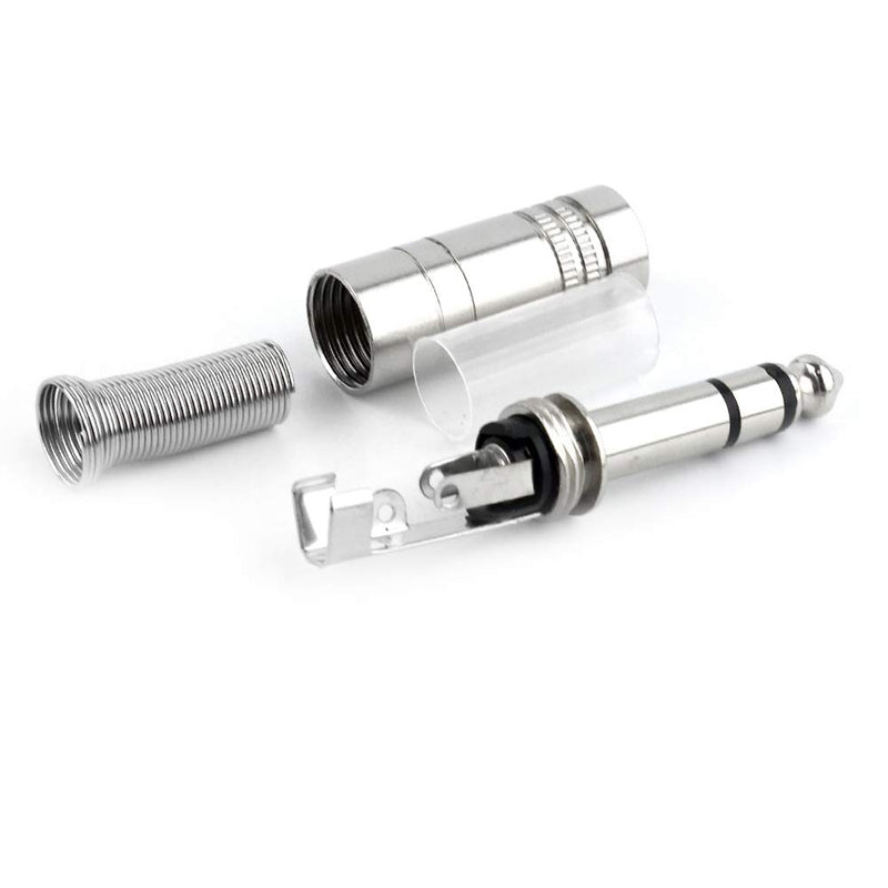 [AUSTRALIA] - 1/4" Audio Plugs 6.35 mm Plug TRS Male 1/4 inch Solder Type Stereo Plug Straight Design Connector with Spring for DJ Mixer Speaker Cables Guitar Cables Phono Patch Cable Microphone Cables (5 Pack) GB062012TRS 