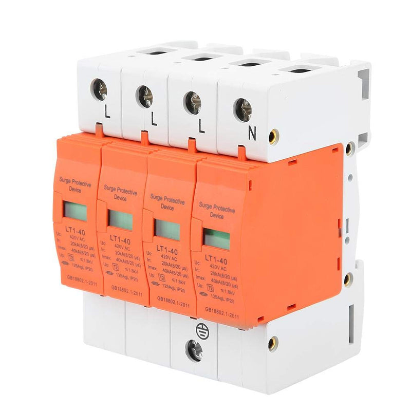 4 Pole AC 420V House Surge Protector 40KA Low-Voltage Arrester Device DIN Rail Surge Protection Device for Lightning Protection