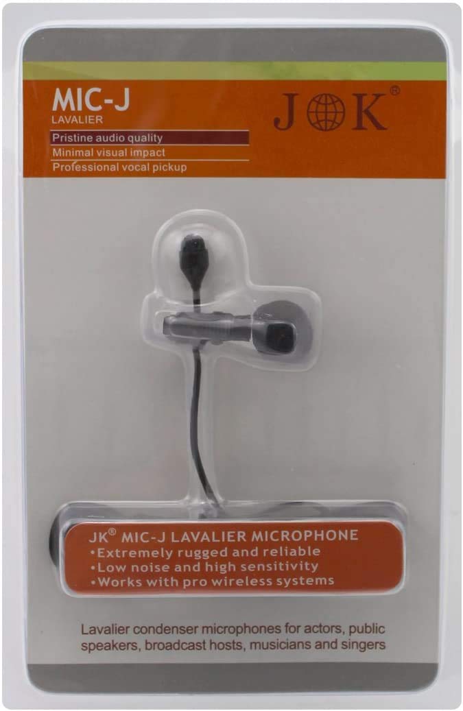 [AUSTRALIA] - JK MIC-J 044 Lavalier Lapel Clip On Omni-Directional Condenser Microphone Compatible with Desktop Computer/Portable Voice Amplifier (Mono 1/8'' TS Plug) 