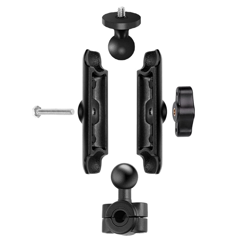 Motor Handle Bar Bracket Mount 360° Rotation Aluminum Alloy Motorcycle Rearview Mirror Holder Stand for GoPro Hero 8 7 6 5 4, Xiaoyi，SJCAM, APEMAN, AKASO, DJI Osmo Aciton Camera