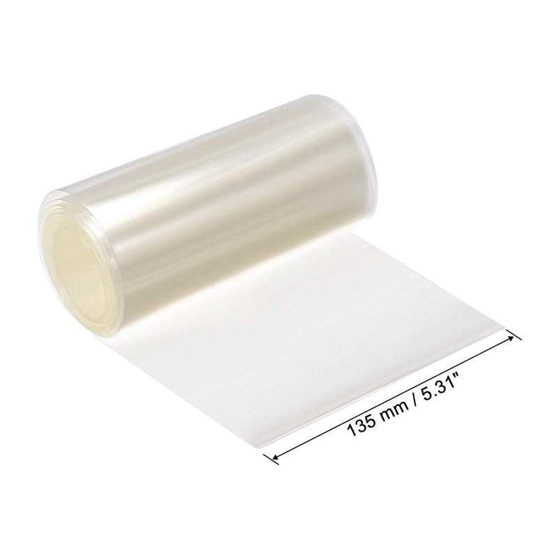 uxcell PVC Heat Shrink Tube 135mm Flat Width Wrap for Dual Layer 18650 2 Meter Clear