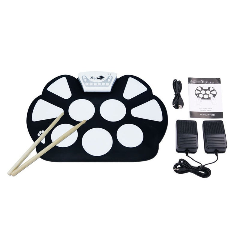 Top-Longer Portable Electronic Drum Pad Kit with Drum Sticks and Sustain Pedal Electronic Drums Pad Set Gift for Christmas Day