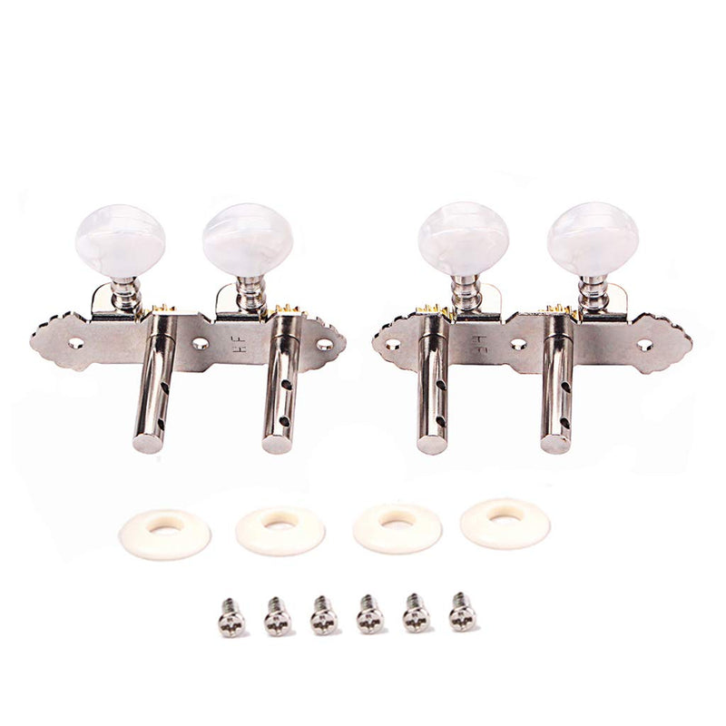 Alnicov Tuning Pegs Machine Heads 2R2L Tuners For Ukulele 4 String Guitar,Chrome