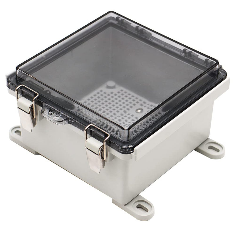 [AUSTRALIA] - MAKERELE Electrical Junction Box,Hinged Cover Transparent Lid IP67 Outdoor Electrical Project with Plastic Enclosure 5.9×5.9×3.5 inch(150×150×90mm) 5.9*5.9*3.5 