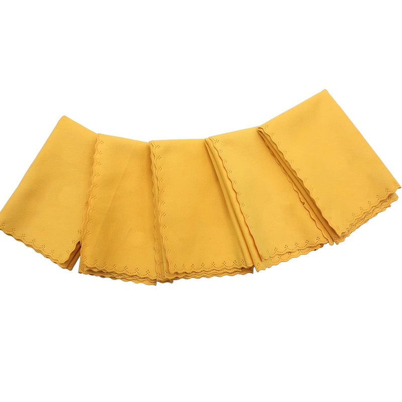 Alnicov 5PCS Universal Microfiber Polishing Cleaning Cloth for Musical Instrument Guitar Violin Piano Clarinet Trumpet Sax Yellow