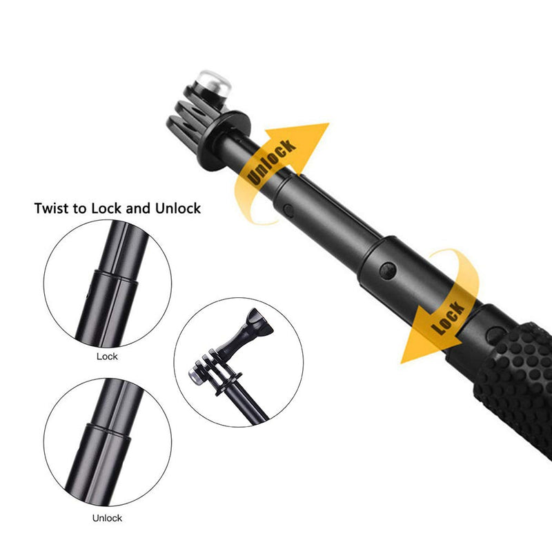 Vicdozia 19'' Extension Selfie Stick, Portable Hand Grip Waterproof Handheld Monopod Adjustable Pole Compatible with GoPro Hero(2018) Hero 10 9 8 7 6 5 4 3 AKASO SJCAM DJI OSMO and More Sports Cameras 19'' Stick(Blue)
