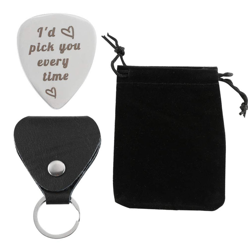 Valentine’s Day gift I Will Pick You up Every Time Guitar Pick Keychain Wedding Anniversary Gift for Musician Husband Boyfriend Fiance