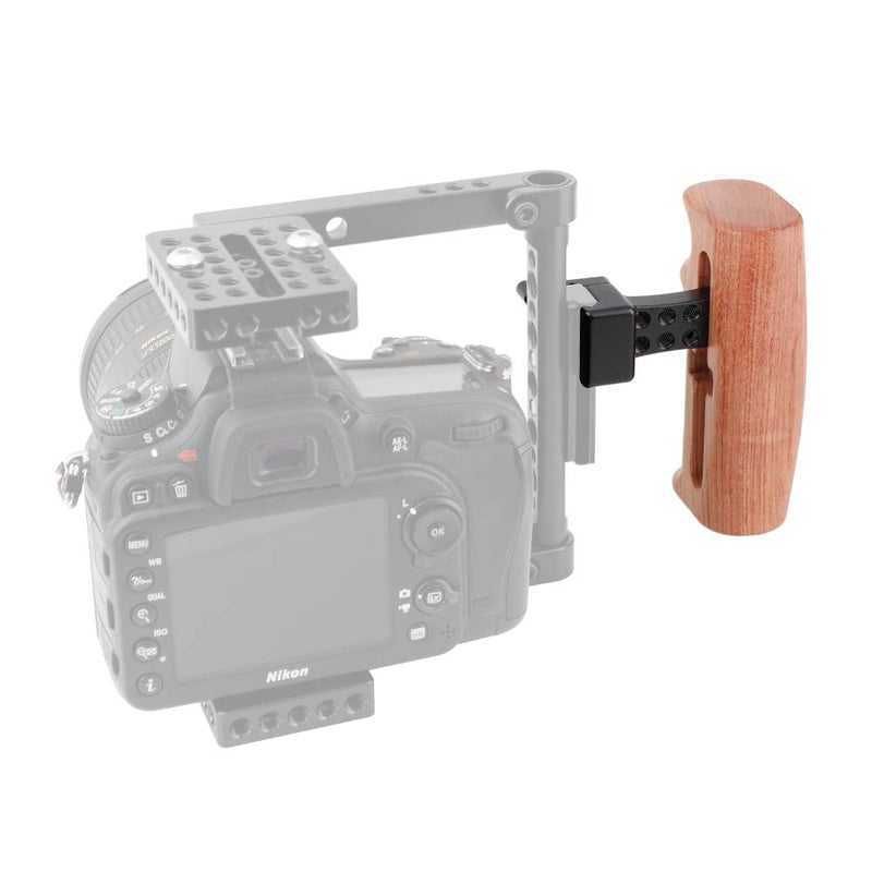 CAMVATE Wooden Handle Grip with NATO Clamp Connection for DSLR Camera Cage Rig (Swith to Fit Right/Left Hand)