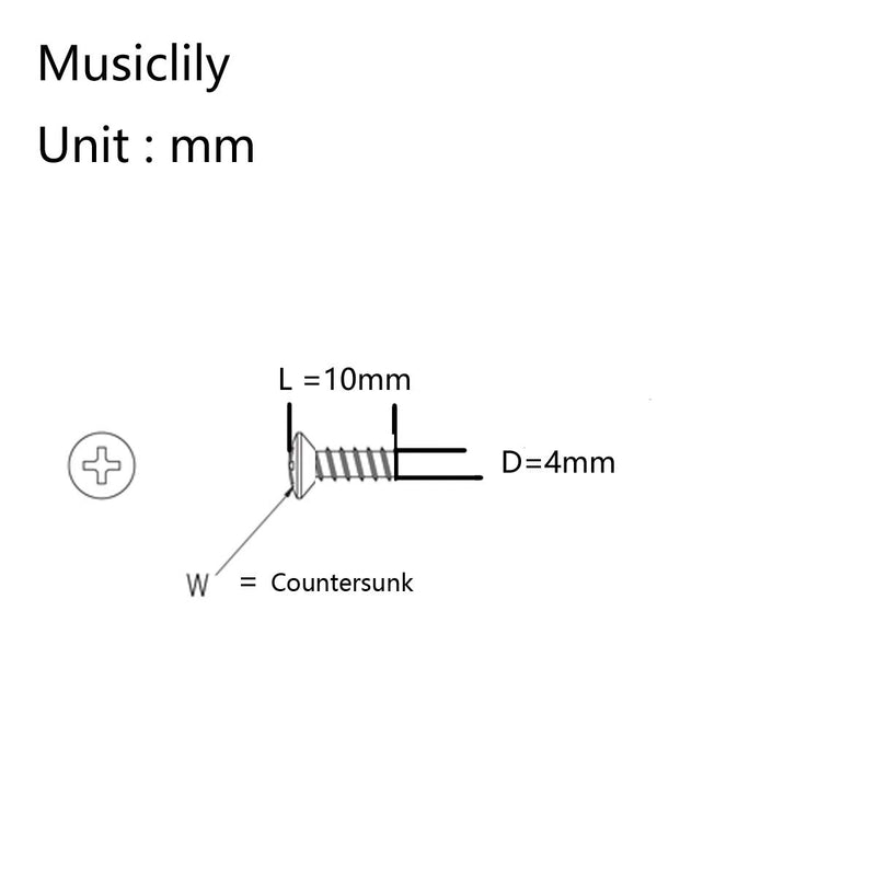 Musiclily Pro M4 Metric Size Stainless Steel 4mm Countersunk Screws for Strat Tremolo Bridge Block or LP Style Pickguard Bracket, Black(Set of 10)