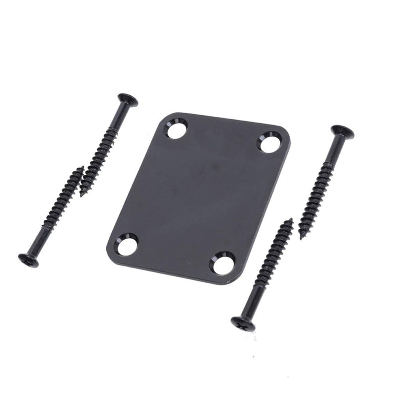 Electric Guitar Neck Plate with Screws for Replacement Electric Guitar Part for Strat Tele Guitar Black