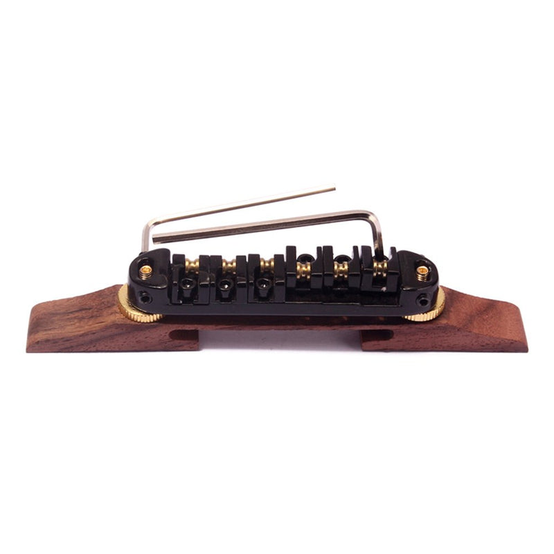 ULTNICE Archtop Jazz Guitar Bridge with Gold Roller Saddles Rosewood Black B-20