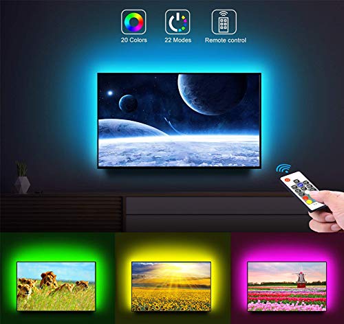 [AUSTRALIA] - WOTECH LED Strip Lights USB, 6.6ft(2m) RGB LED Strip Lights Kit SMD 5050 TV Backlights, Color Changing Tape Lights for TV Desk Room Halloween Thanksgiving Xmas Party … White Pcb 